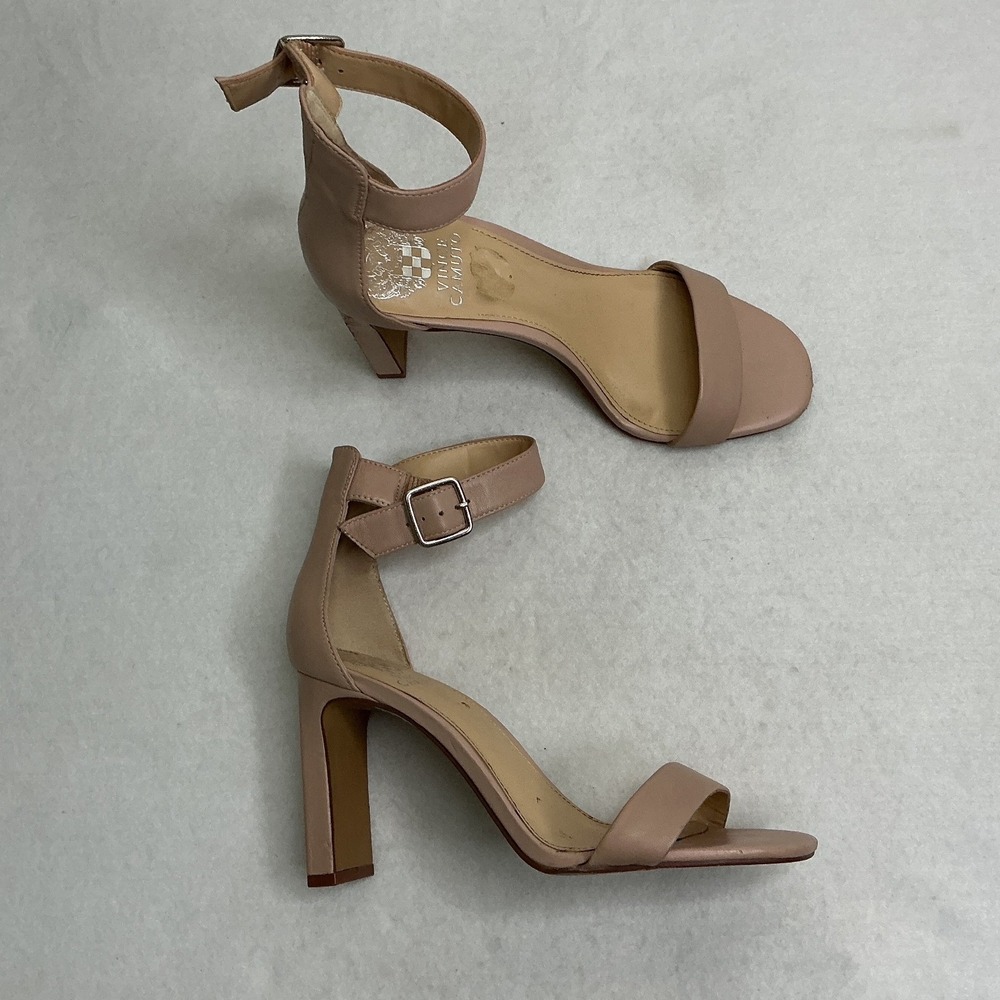 Vince Camuto‎ Citriana Blush Stretch Ankle Cuff Block Heel Sandals 7.5M